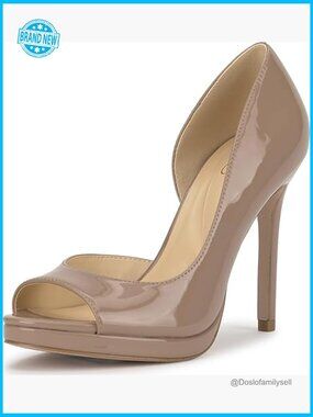 Peep Toe Stiletto Pumps - Faux Leather Heels Platform Chunky Heels Work Party